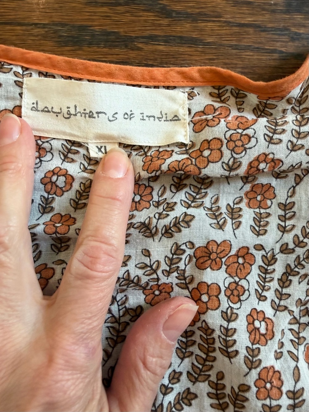 Daughters of India Apricot and Cream Floral Mini Dress - Picture 3 of 5